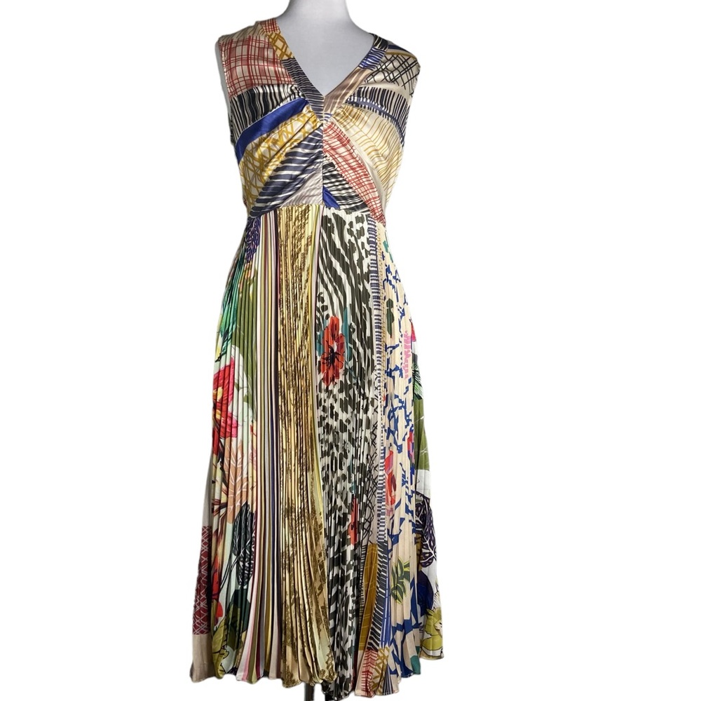 Anthropologie x Geisha Designs Jacinta Floral Pleated Maxi Dress Size 6